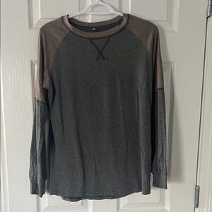 Gray and Brown Long Sleeve Shirt